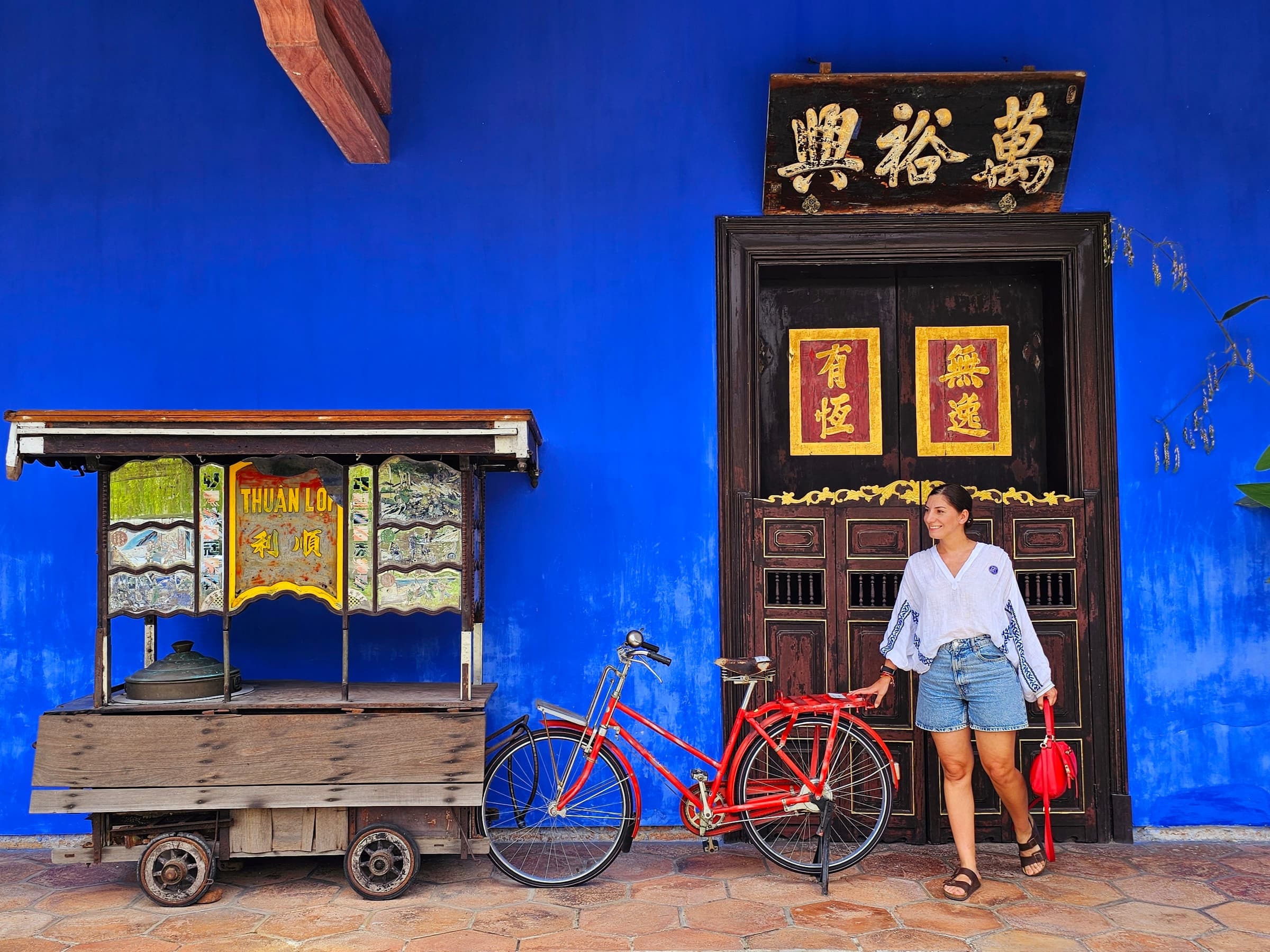 The indigo-blue facade of the Cheong Fatt Tze Mansion in George Town, Penang