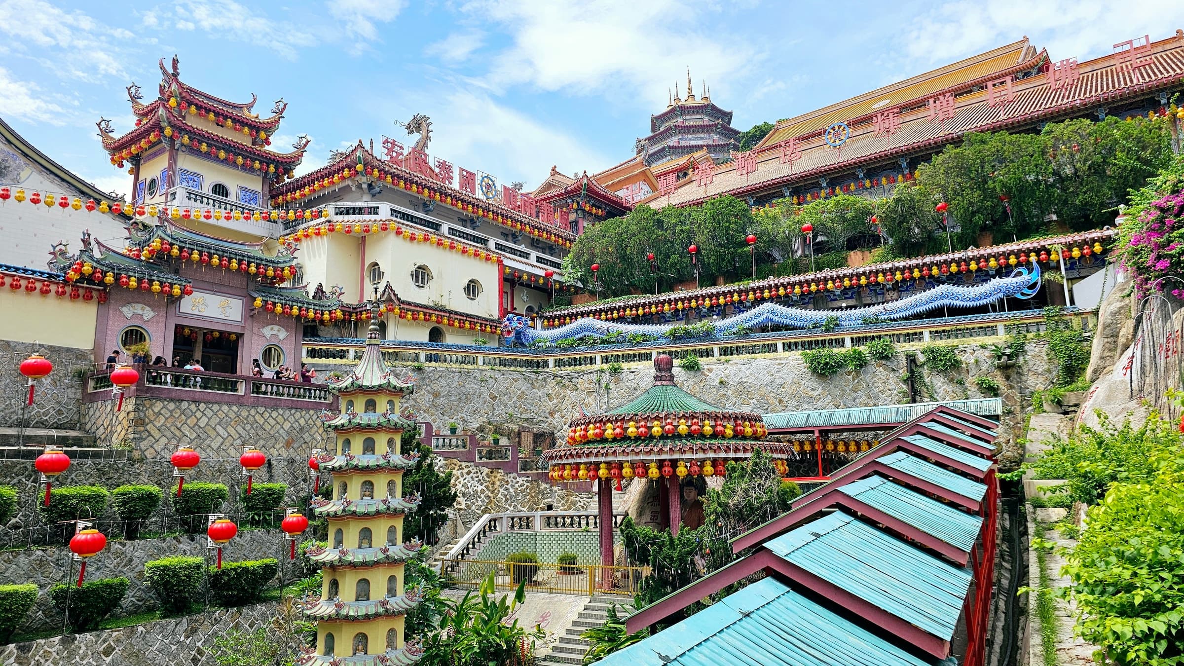 The pagoda and temple complex of Kek Lok Si rising over Air Itam, Penang